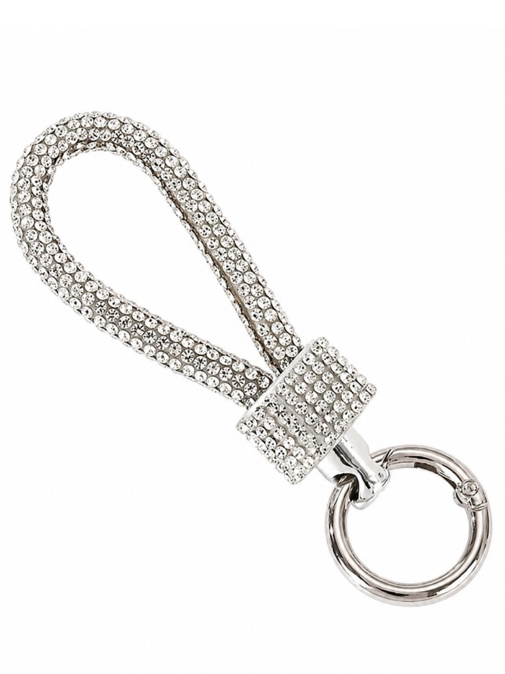Crystal Loop Keyring - Silver Rhinestone Keychain